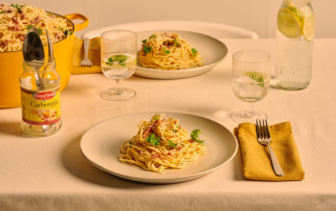 Recept Spaghetti Carbonara met pancetta Grand'Italia